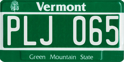 VT license plate PLJ065