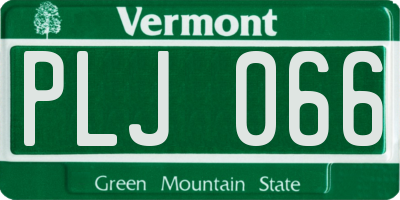 VT license plate PLJ066