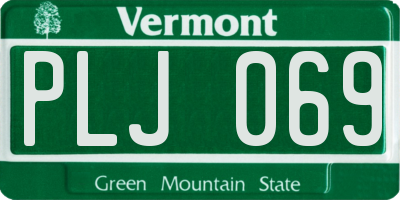 VT license plate PLJ069