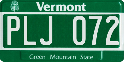VT license plate PLJ072
