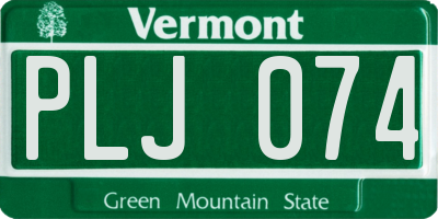 VT license plate PLJ074