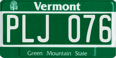VT license plate PLJ076