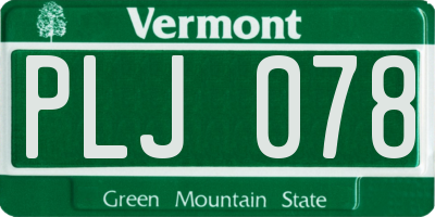 VT license plate PLJ078