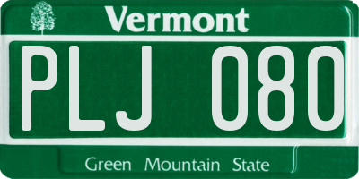 VT license plate PLJ080