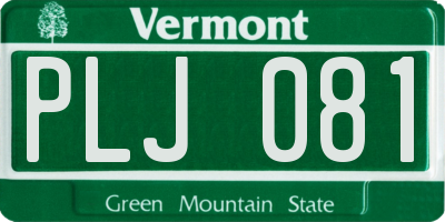 VT license plate PLJ081