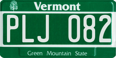 VT license plate PLJ082
