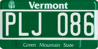 VT license plate PLJ086