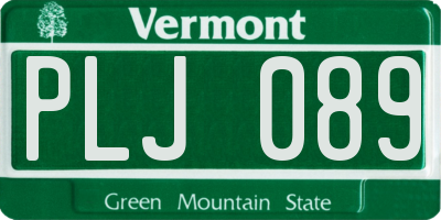 VT license plate PLJ089