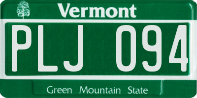 VT license plate PLJ094