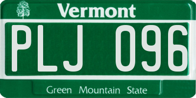 VT license plate PLJ096
