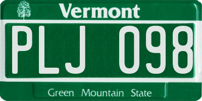 VT license plate PLJ098