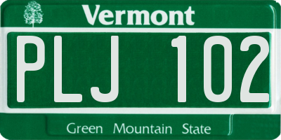 VT license plate PLJ102