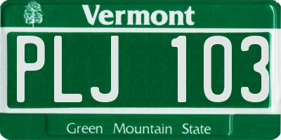 VT license plate PLJ103