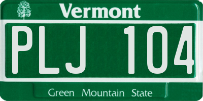 VT license plate PLJ104