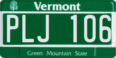 VT license plate PLJ106