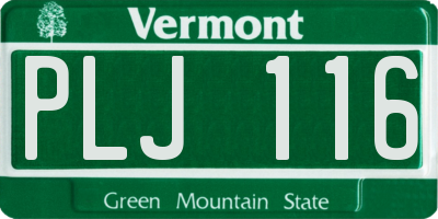 VT license plate PLJ116