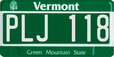 VT license plate PLJ118