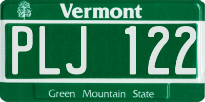 VT license plate PLJ122