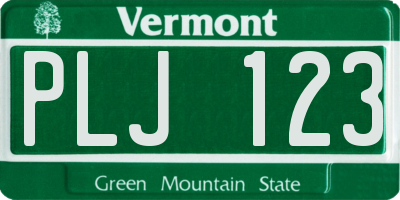VT license plate PLJ123
