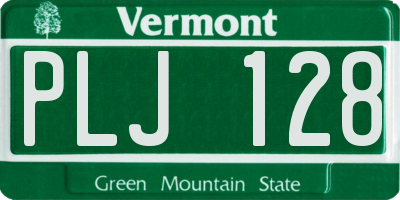 VT license plate PLJ128