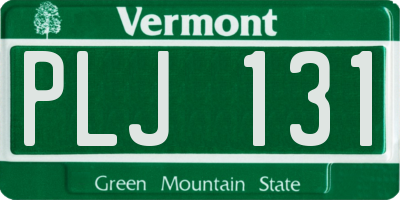 VT license plate PLJ131