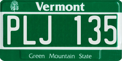 VT license plate PLJ135