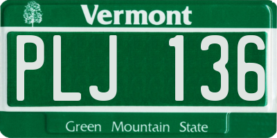 VT license plate PLJ136