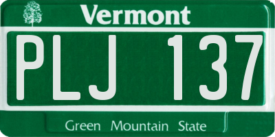VT license plate PLJ137