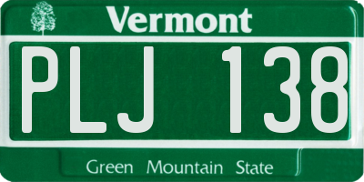 VT license plate PLJ138