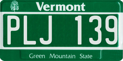 VT license plate PLJ139