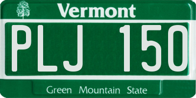 VT license plate PLJ150