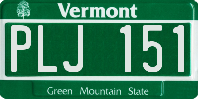 VT license plate PLJ151