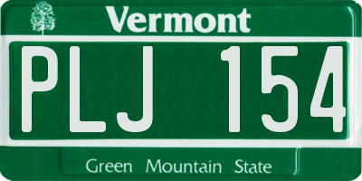VT license plate PLJ154