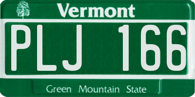 VT license plate PLJ166