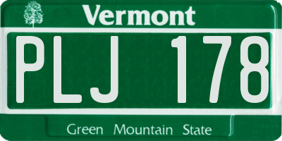 VT license plate PLJ178