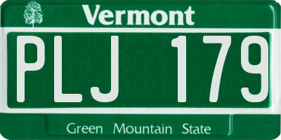VT license plate PLJ179