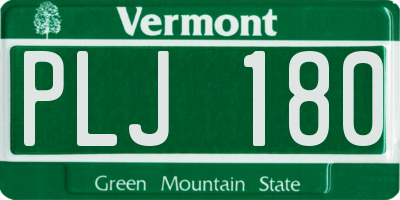 VT license plate PLJ180