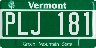 VT license plate PLJ181