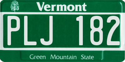 VT license plate PLJ182