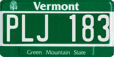 VT license plate PLJ183