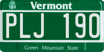 VT license plate PLJ190