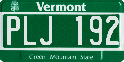 VT license plate PLJ192
