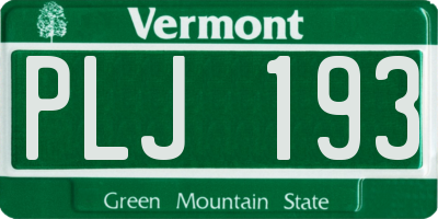 VT license plate PLJ193