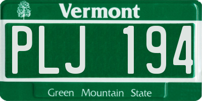 VT license plate PLJ194