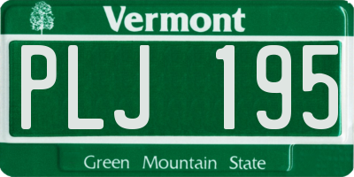 VT license plate PLJ195