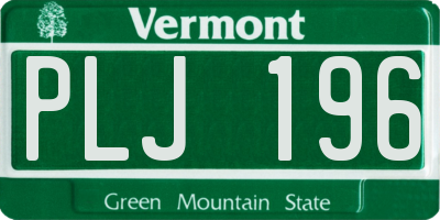 VT license plate PLJ196
