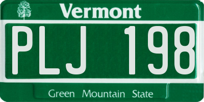 VT license plate PLJ198