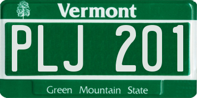 VT license plate PLJ201