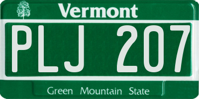 VT license plate PLJ207