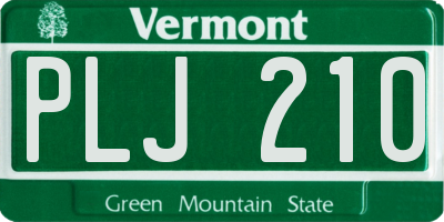 VT license plate PLJ210